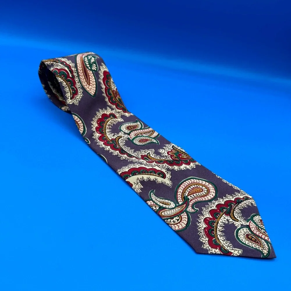Vintage Polo by Ralph Lauren Tie Men's Purple Paisley Print 100% Silk‎ Classic